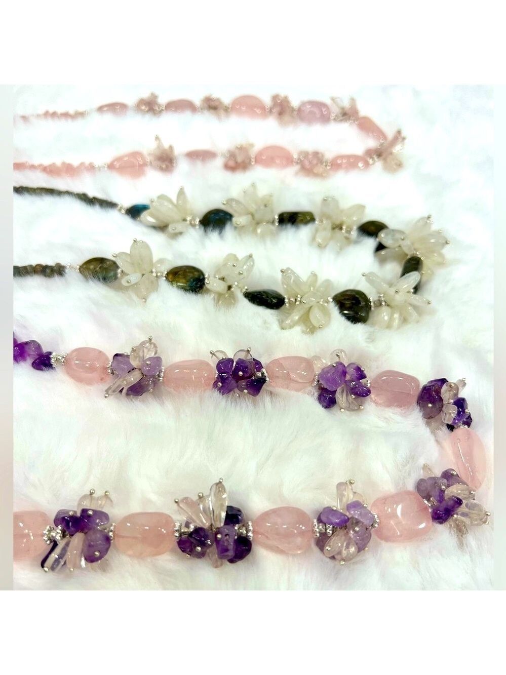 Beautiful 925 Beaded Gemstone Necklaces & Earrings Set